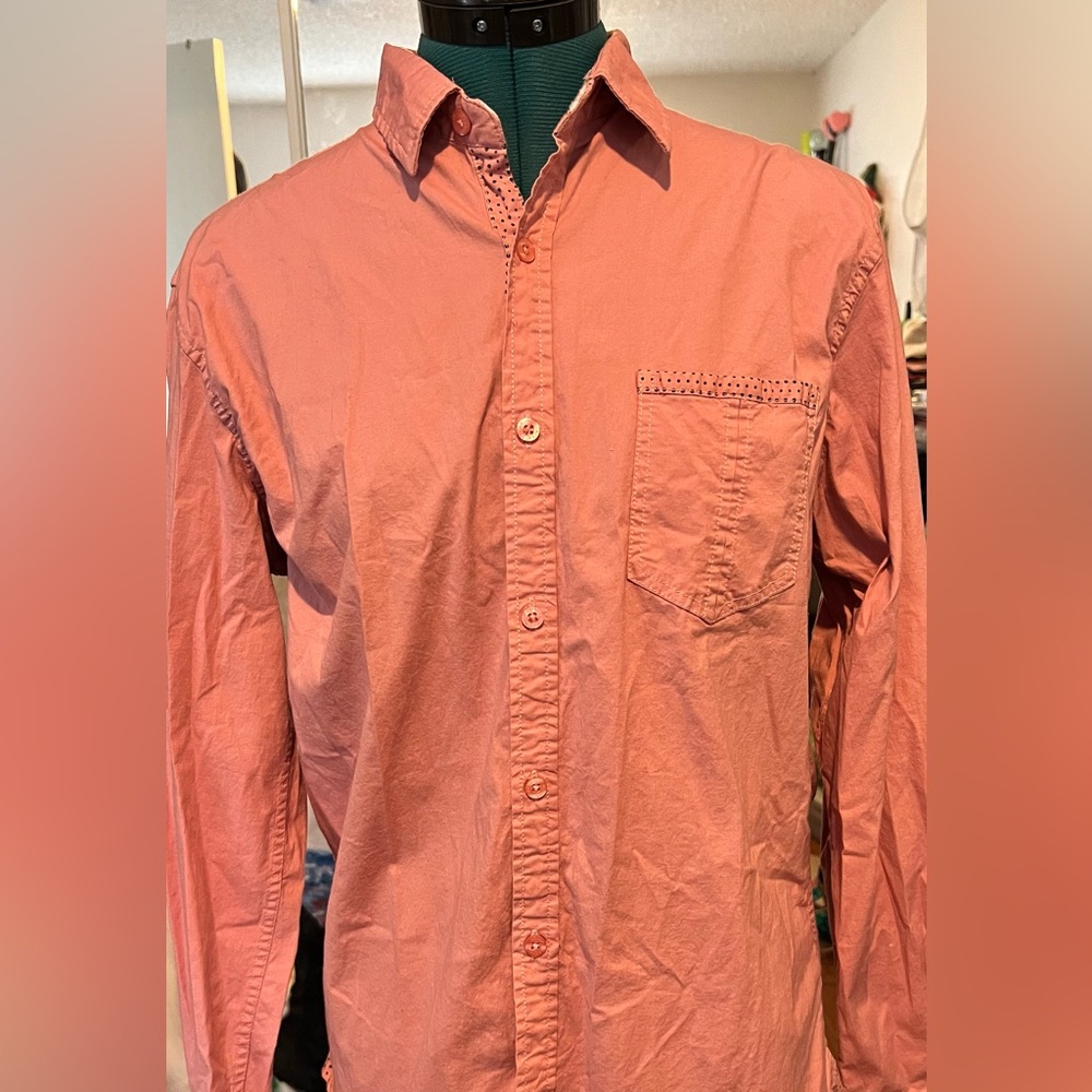 Men's Coral Button-Up Shirt